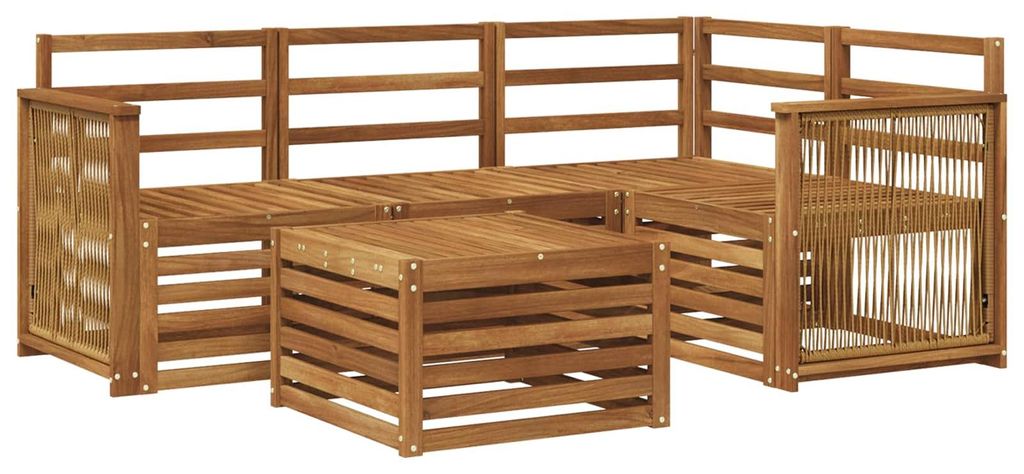 vidaXL Outdoor-Sofagarnitur 5 pcs Natur 59 x 59 x 37 cm Polyester