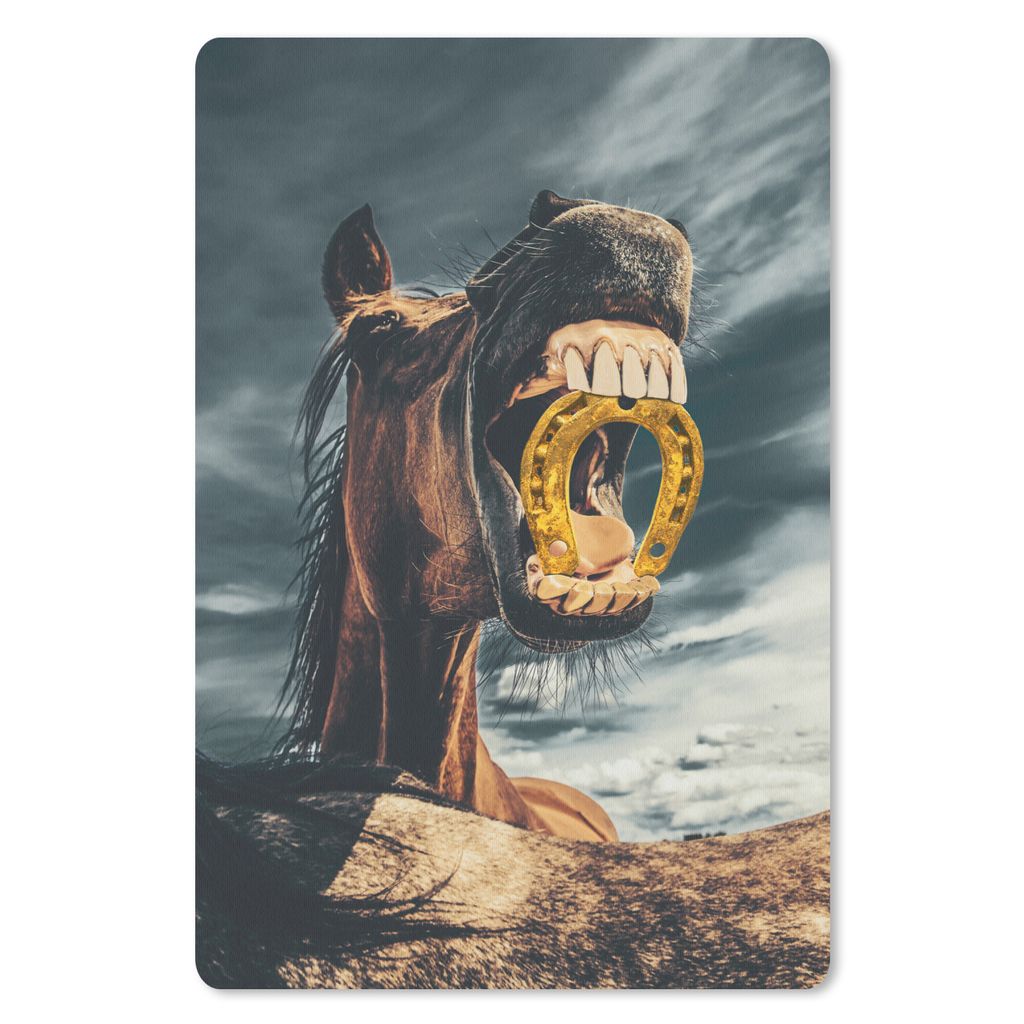 MuchoWow Mauspad Mousepad Pferd - Hufeisen - Gold - Mädchen - Kinder - Mädchen 40x60 cm - Mousepads - Maus Mat - Pad - Mausunterlage - Schreibt...