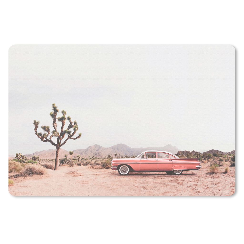 MuchoWow Mauspad Mousepad Auto - Wüste - Baum - Berge - Sand 27x18 cm - Mousepads - Maus Mat - Pad - Mausunterlage - Büroartikel - Desk Matten