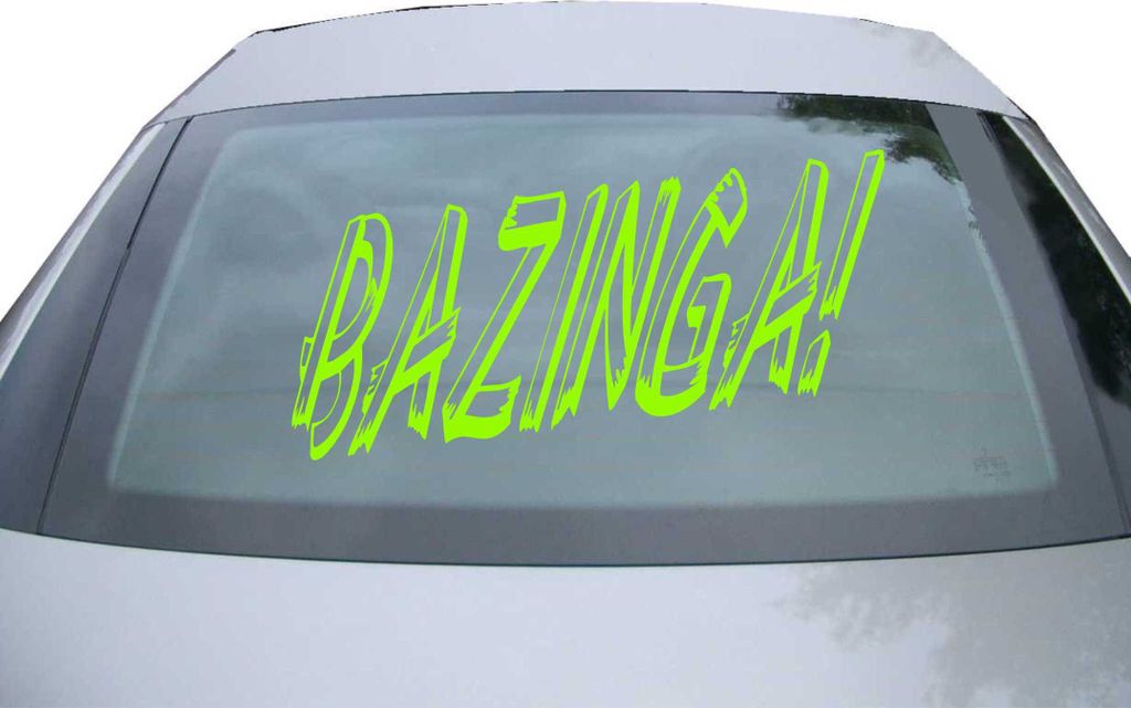 Indigos UG - Aufkleber Heckscheibe & Motorklappe DE2027 - neongrün - 600x314 mm - BAZINGA - Auto Scheiben Fenster Heckklappe Tuning Racing JDM - D...