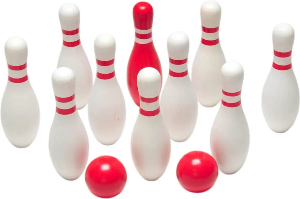 BS Toys Bowling rouge et blanc - Jeu de quilles classique en bois enfant