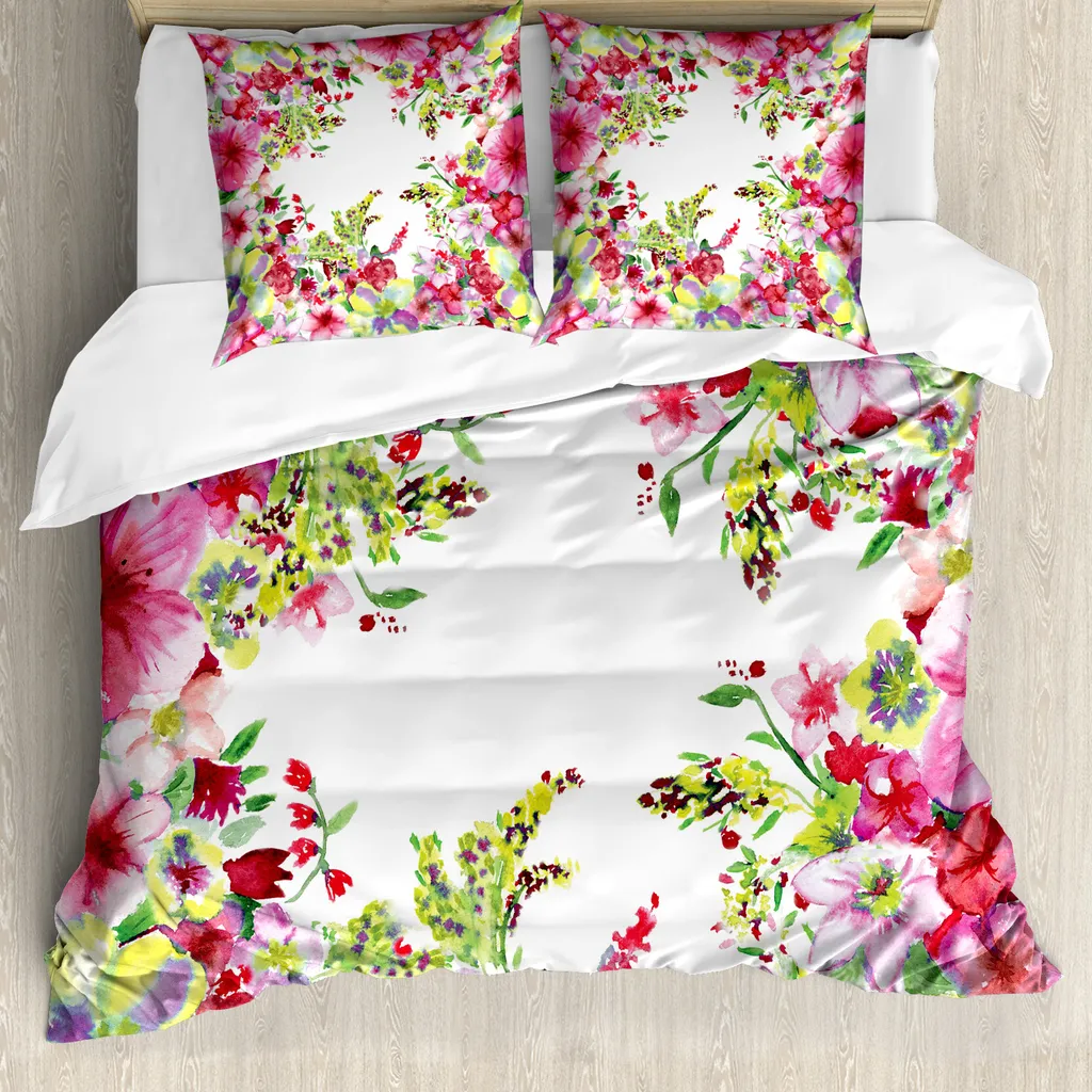 Copripiumino ABAKUHAUS 200x200 Fiori Acquerello - Morbida Microfibra