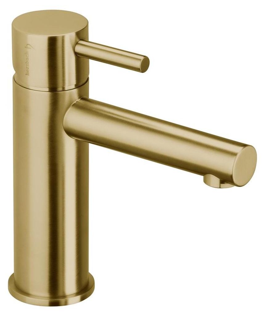 Herzbach DESIGN iX PVD WT-Einlochbatt. M-Size mit Ablauf Brass Steel
