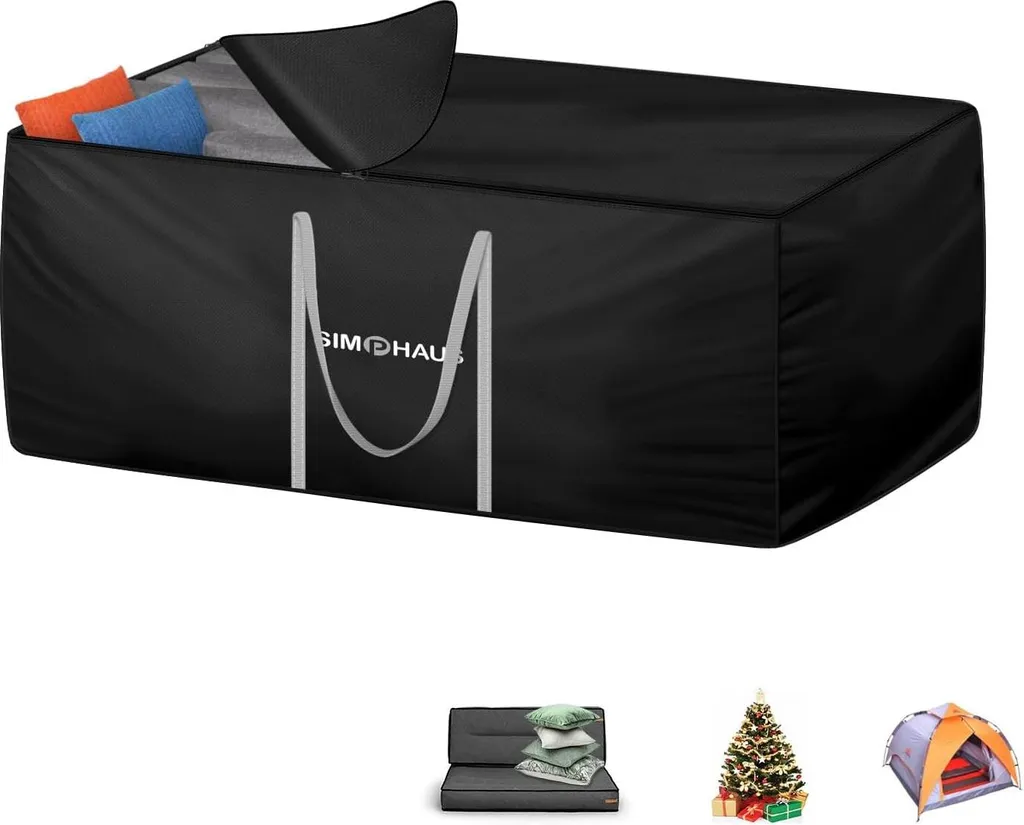 Housse Coussin de Jardin Imperméable Noir Oxford Haute Résistance UV