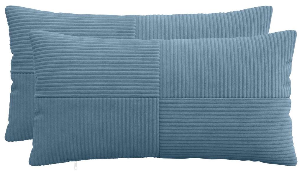 vidaXL Housse de coussin 2 pièces, modèle ALMELO, bleu, 40 Image du produit 