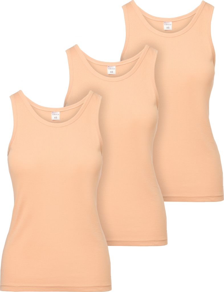 Ladeheid Unterhemd Damen Baumwolle Tank Top Unterhemden Damen Set 3 Stück LA40-262 (Beige, XXL)