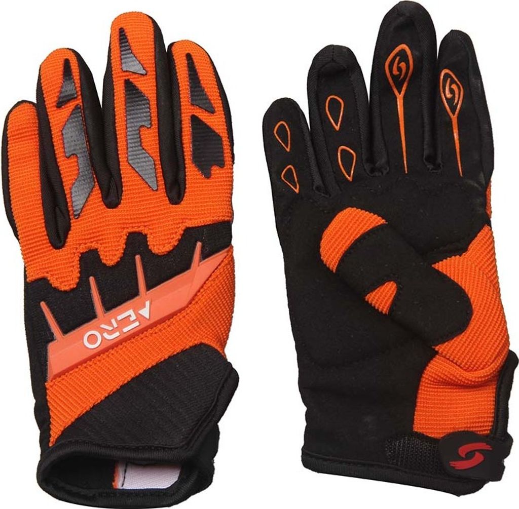 Motocross Handschuhe Kinder Moto Cross Downhill Mountainbike AERO Orange Größe M