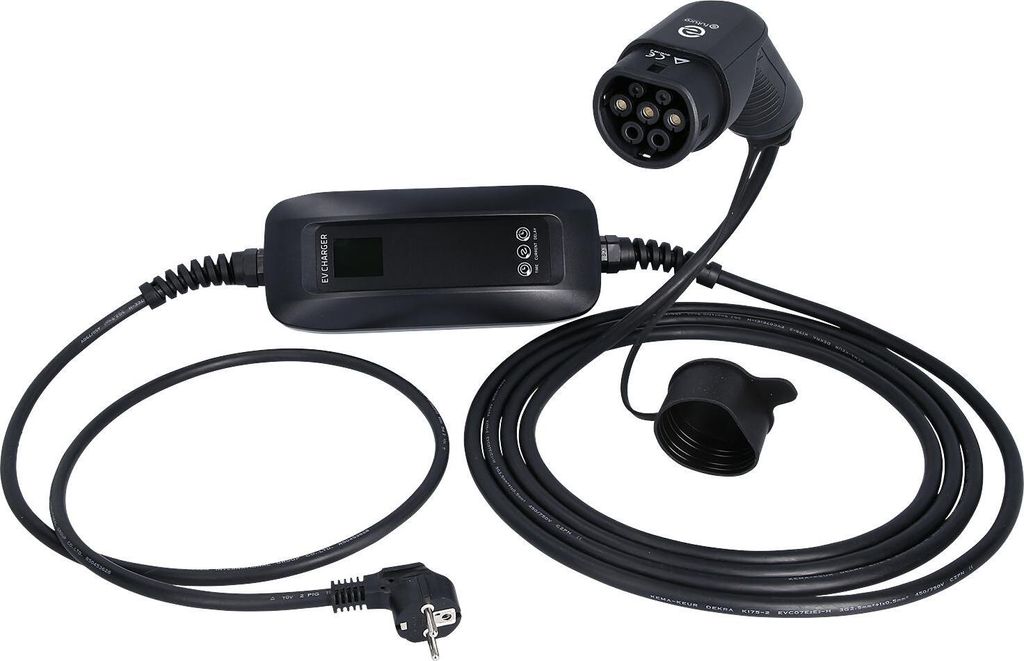 KS TOOLS 117.7615 efuturo mobile Ladestation mit Typ 2 Ladekabel, 1 Phase, bis zu 3,7 kW, bis zu 16 A, 230 V, Mode 2, LCD Display, Schuko-Stecker