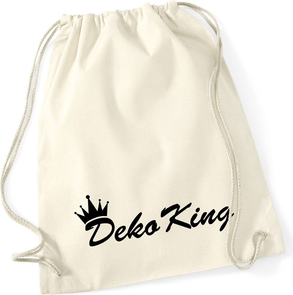 Huuraa Turnbeutel Deko King Krone 12 Liter Natural Baumwolle Rucksack Geschenkidee