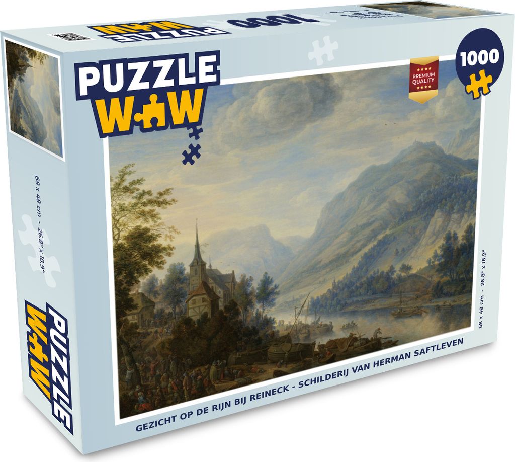 MuchoWow Puzzle 1000 Teile Blick auf den Rhein bei Reineck - Gemälde von Herman Saftleven - Erwachsene - Rätsel