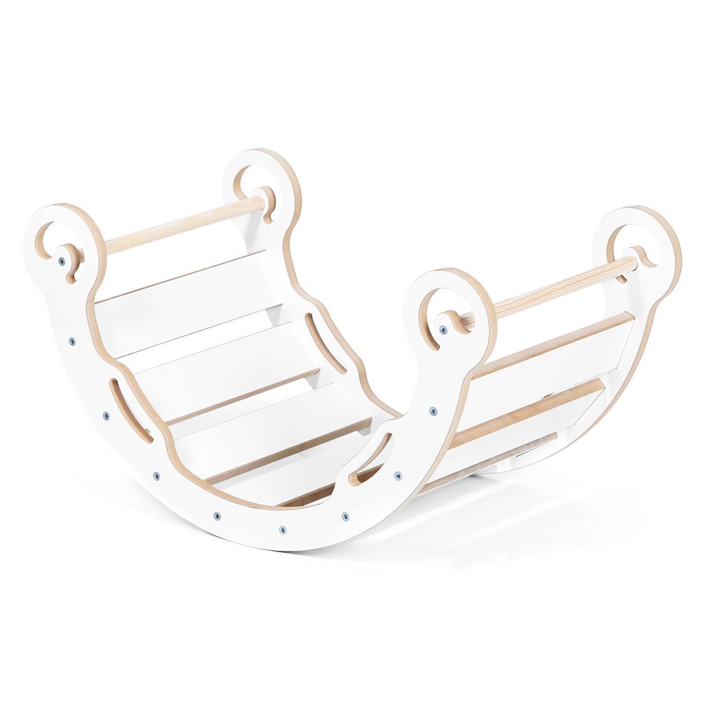 Leo Kletterbogen für Kinder Klettergerüst Indoor Montessori Wippe MDF, Größe M, Weiß