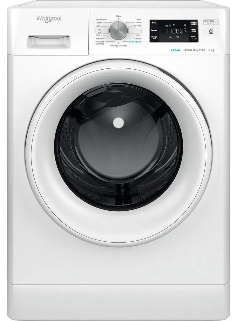 Machine à laver hublot Whirlpool 9kg FFBS9479WVFR haute performance