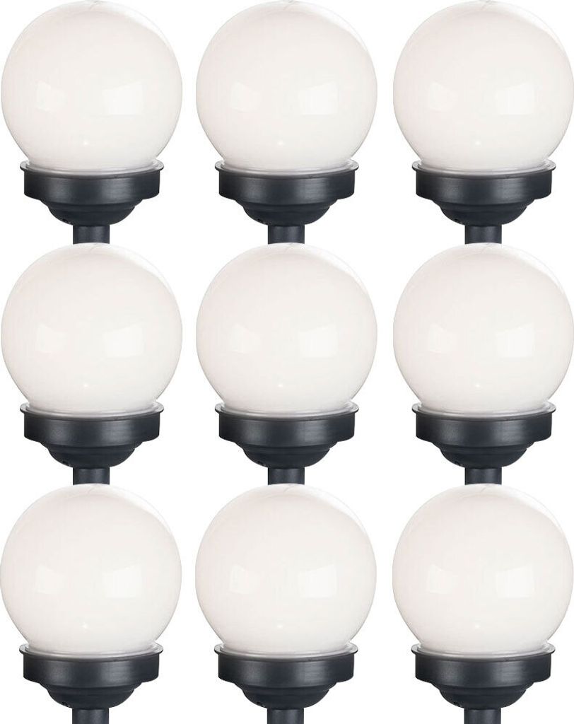 9er Set LED Solarkugel weiß, Erdspieß, DxH 10x38 cm Produktbild 