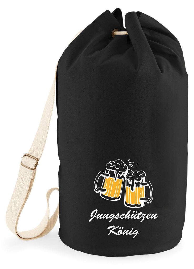 Huuraa Seesack Jungschützenkönig Schützenfest 20 Liter Black Baumwolle Rucksack Geschenkidee
