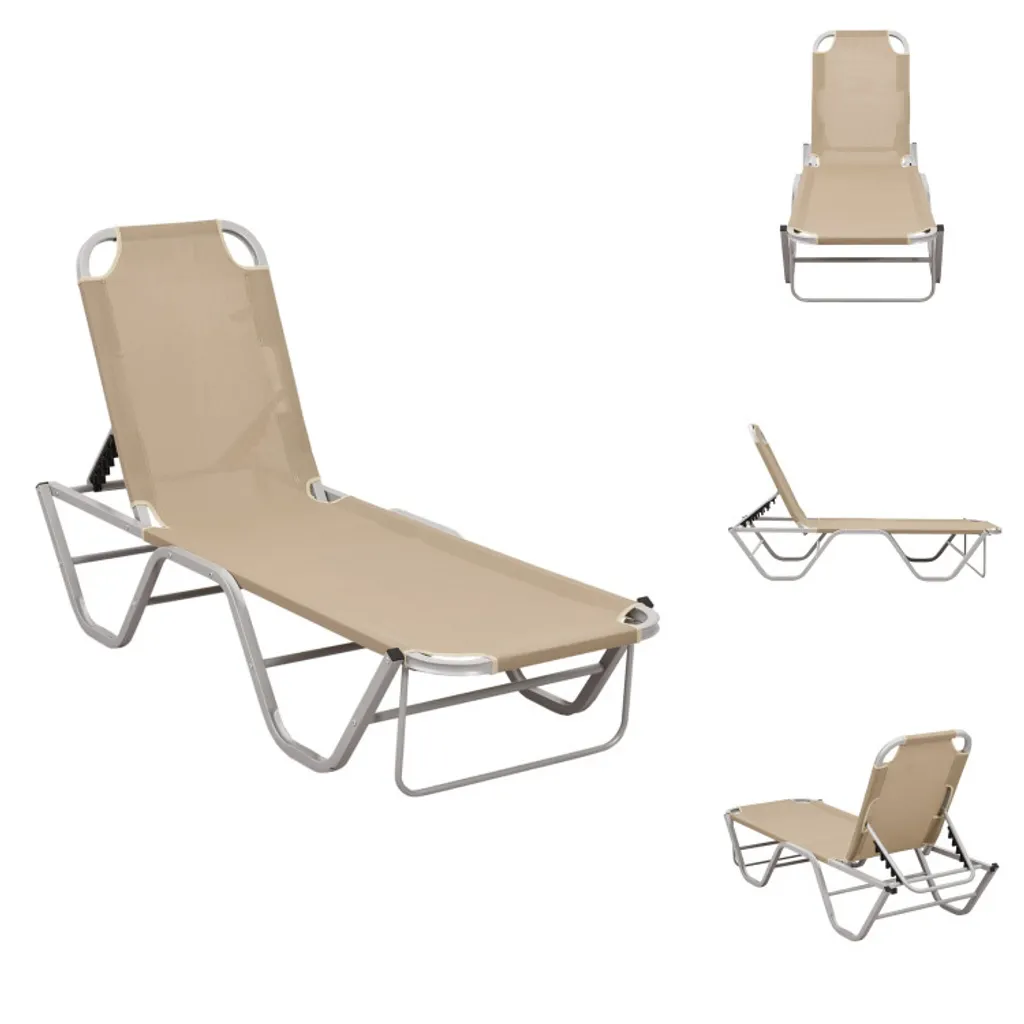 vidaXL Lettino da sole in alluminio e textilene crema - Lettini da sole