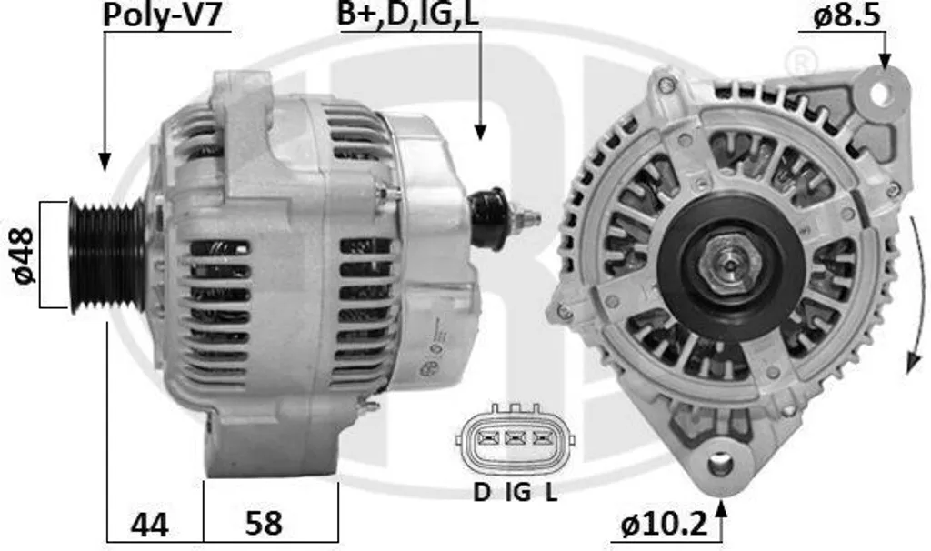 Alternateur ERA 209680A OE LJA1800 pour Jaguar XK8 X100 et XJ X308