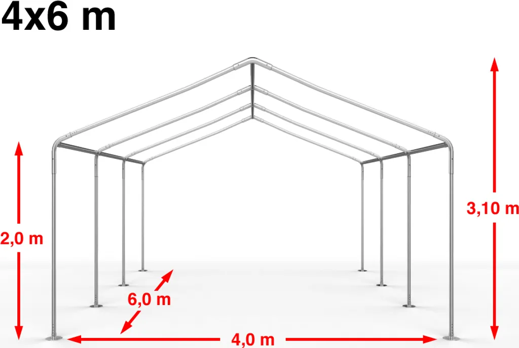 Tente de réception 4x6m PVC 600N imperméable avec structure renforcée