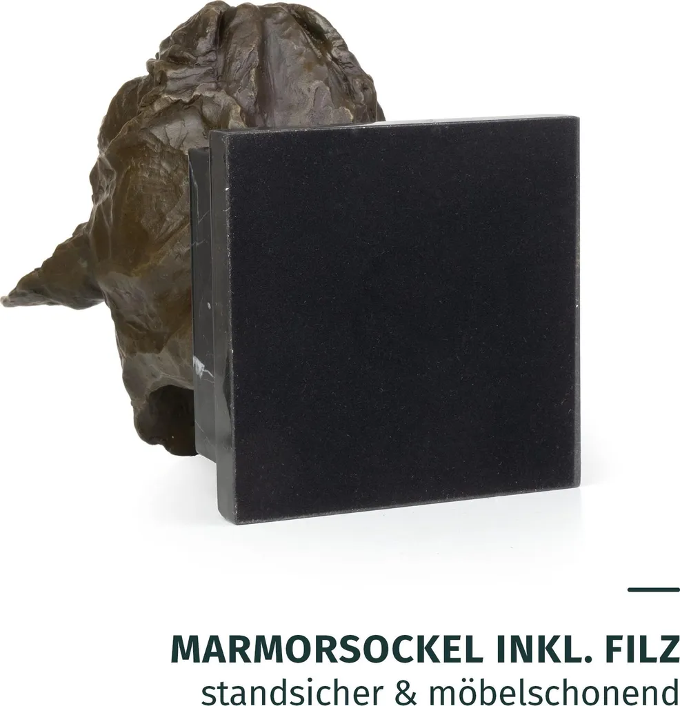 Buste de Chien Bouledogue en Bronze Véritable et Marbre, Objet de Déco - 5