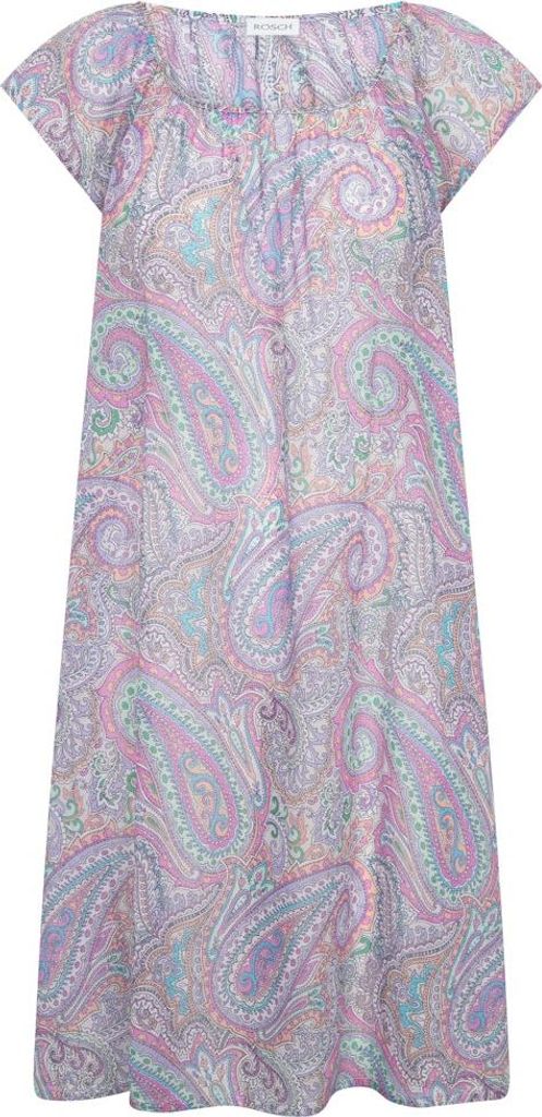 Rösch Damen Maxikleid mit Paisley-Muster, Rundhals-Ausschnitt und kurzen Ärmeln in bunten Farben