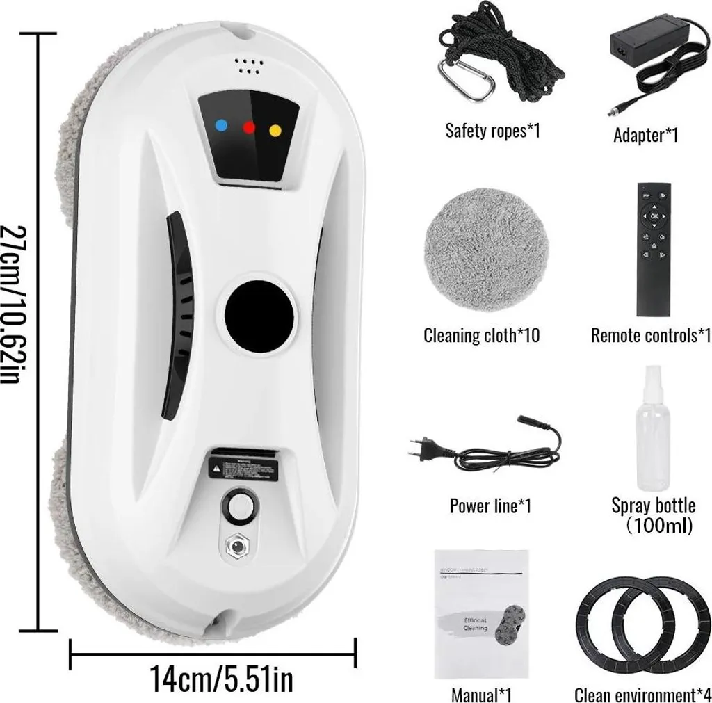Robot lave-vitres 5600 Pa ultrafin avec protection anti-coupure courant
