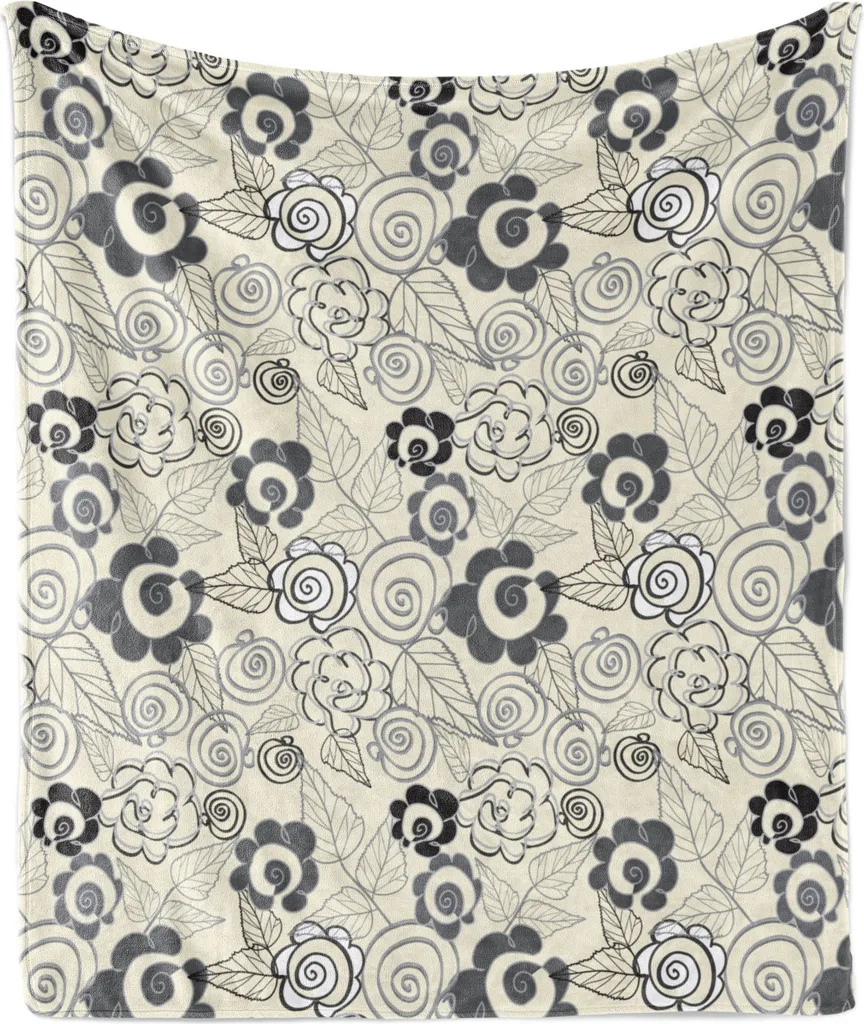 Coperta Pile Flanella ABAKUHAUS Lavabile | Fiori e Foglie 175x230