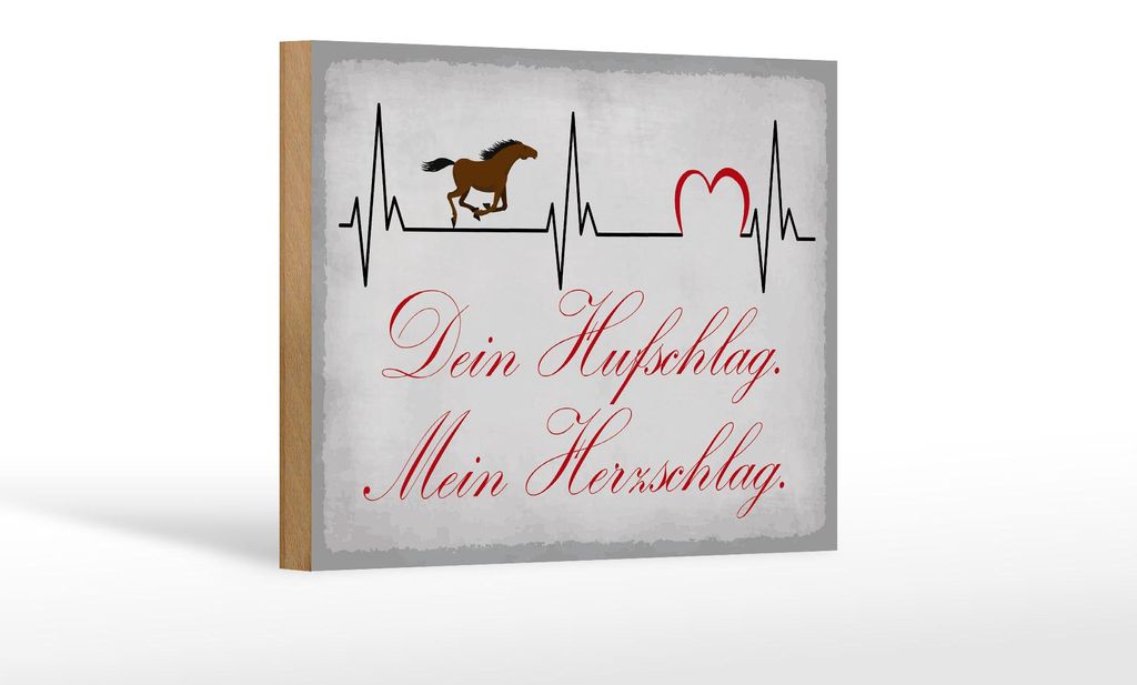 Holzschild Spruch 18x12cm Pferd dein Hufschlag Herzschlag