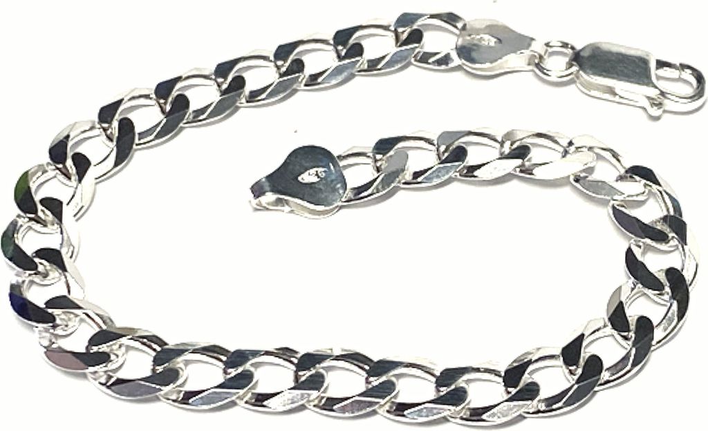 Armband 925/- Silber Panzerkette Glanz Kettenglieder 7mm Produktbild 