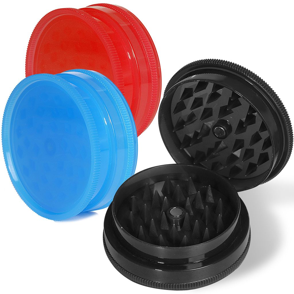 Grinder 3er Set 60mm – Kräutermühle & Gewürzmühle mit Magnetdeckel, scharfe Mahlzähne, kompakt & leicht Crusher Zerkleinerer (Blau, Rot, Sch...