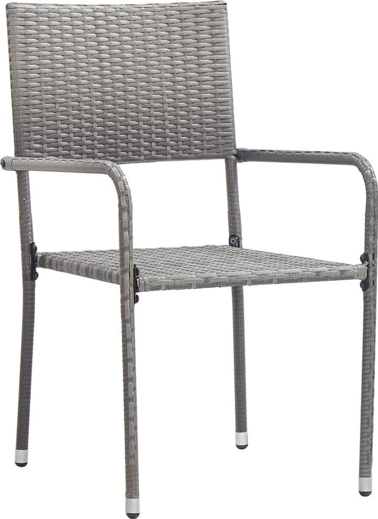 vidaXL Garten-Essstühle 4 Stk. Stapelbar Grau Polyrattan