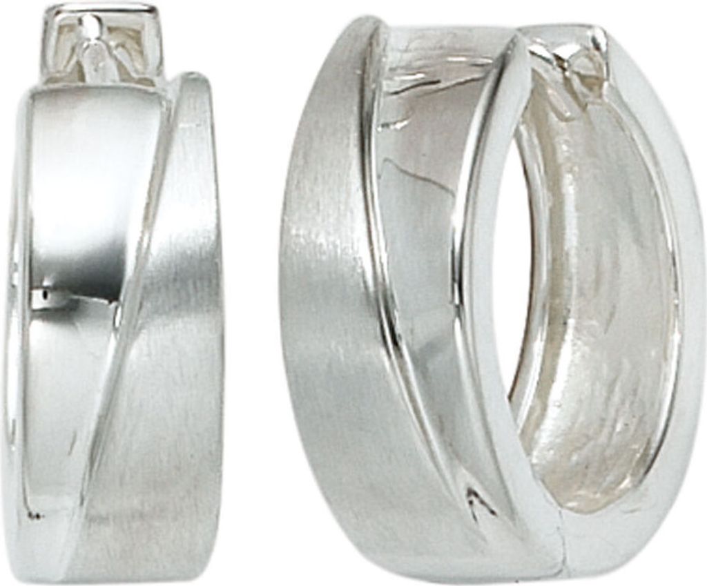 Ohrringe Creolen Creole 15,5mm aus 925 Silber rhodiniert Klappmechanik