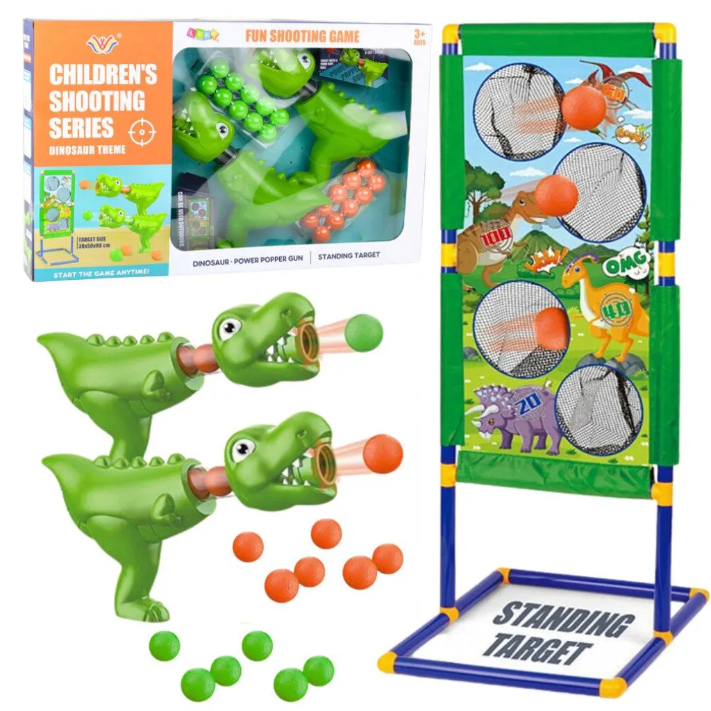 Jeu de tir dinosaure avec canon à bouclier et cible de but pour enfant