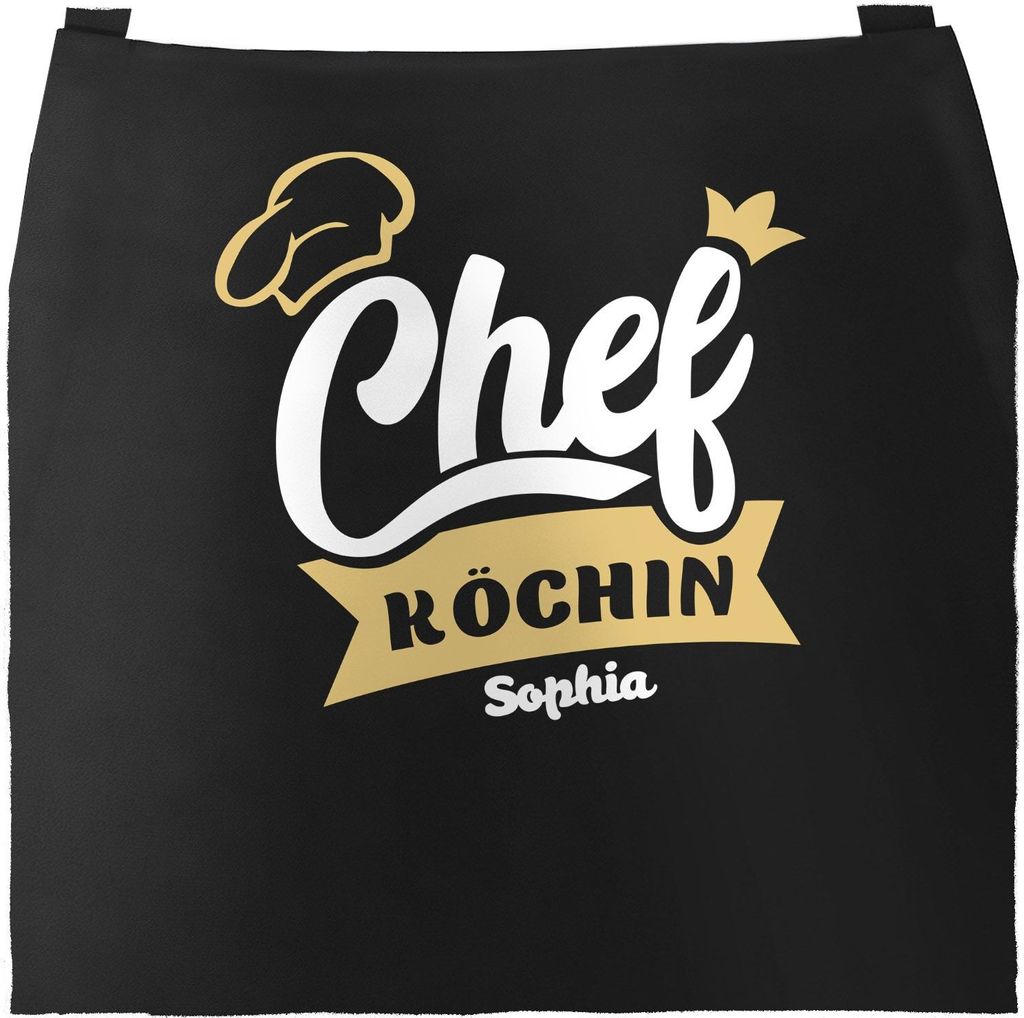 Küchen-Schürze mit Namen Schriftzug Chefkoch/Chefköchin individualisierbar Kochschürze Männer Frauen personalisierte Geschenke SpecialMe Che...