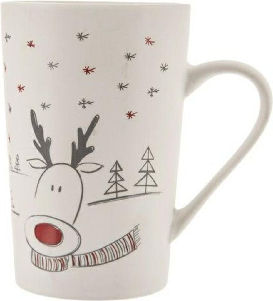 Winterbecher aus Porzellan mit Rentiermotiv, spülmaschinenfest