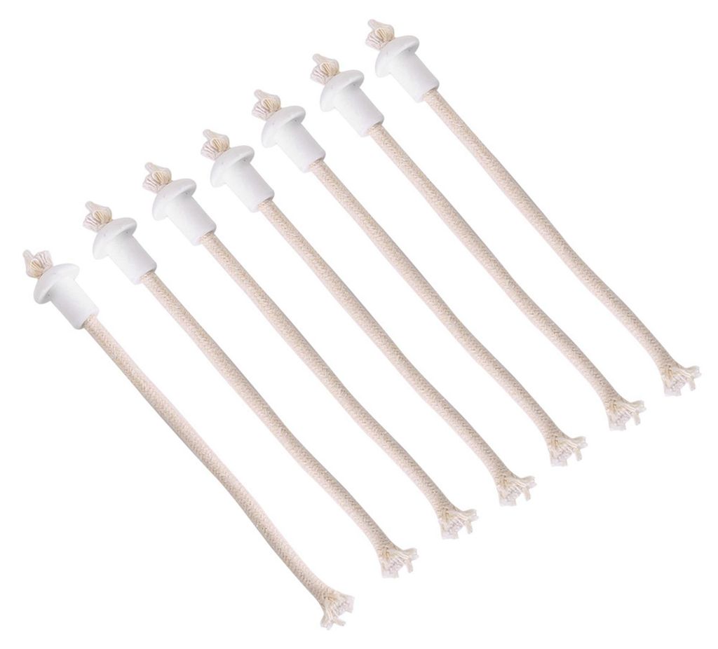 Lampendocht, 7pcs 185 mm / 7,3 Zoll Keramik Dochte, Knopfstil -Halter für Heimreiseöl Kerzeweinflasche