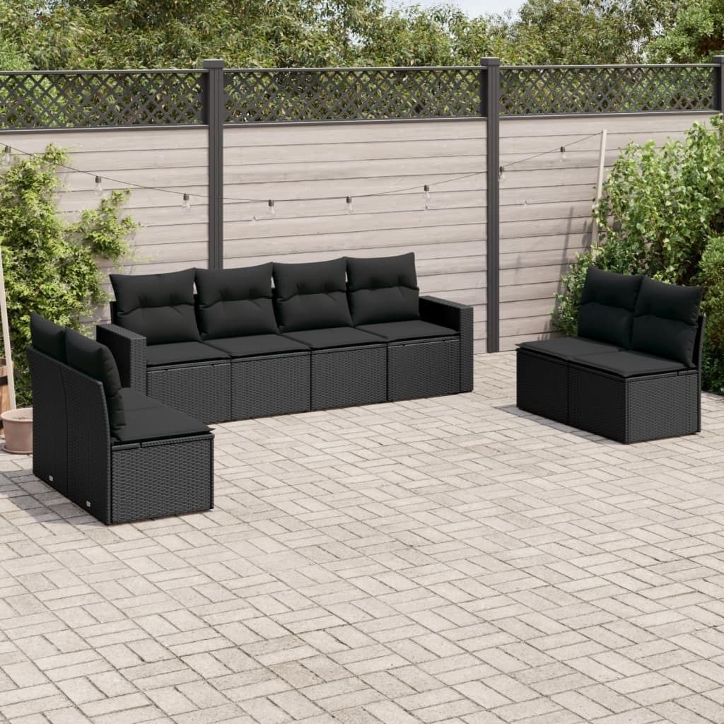 Maison Exclusive - 8-tlg. Garten-Sofagarnitur mit Kissen Schwarz Poly Rattan