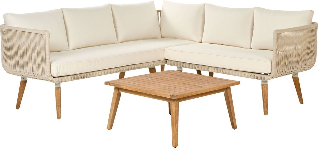 BELIANI Gartenmöbel 5er Set Taupe und Schwarz aus Akazienholz Modern mit quadratischer Tisch 75 x 75 cm Modern
