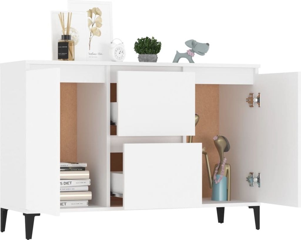 Eleganter Möbel Sideboard Weiß 102x35x70cm Holzwerkstoff - CJG904859 - Kommoden