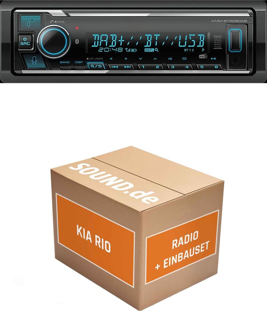 Autoradio Einbaupaket Kenwood KMM BT508DAB passend für KIA Rio 1 DC | Bluetooth Telefonieren DAB+