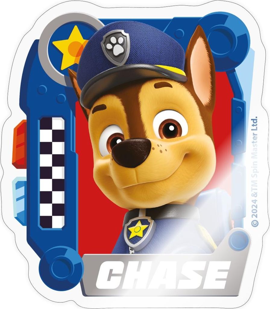Spreadshirt Paw Patrol Chase Charakterdesign Sticker Aufkleber, 10 x 10 cm, Transparent glänzend