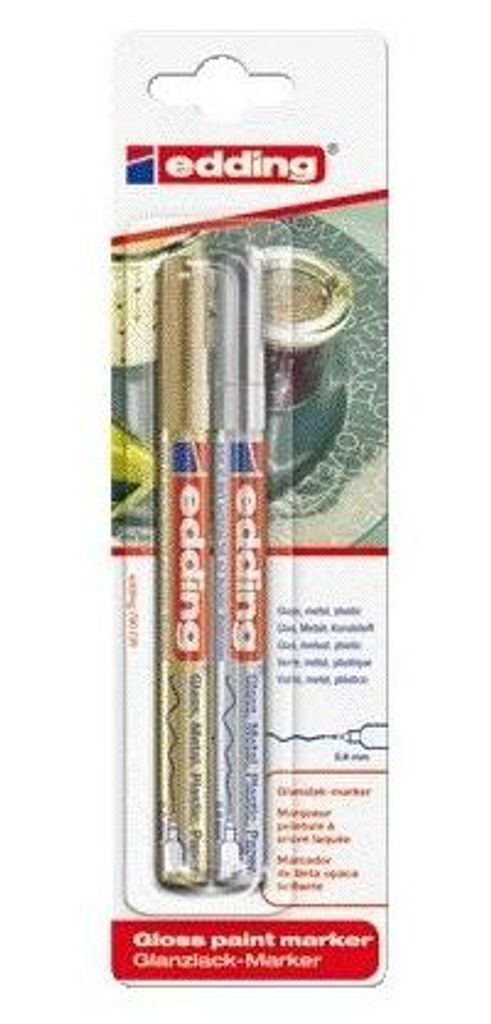 Edding – Ölbasierter Paintmarker 780 0,8 mm Gold und Silber, Blisterpackung mit 2 Stück