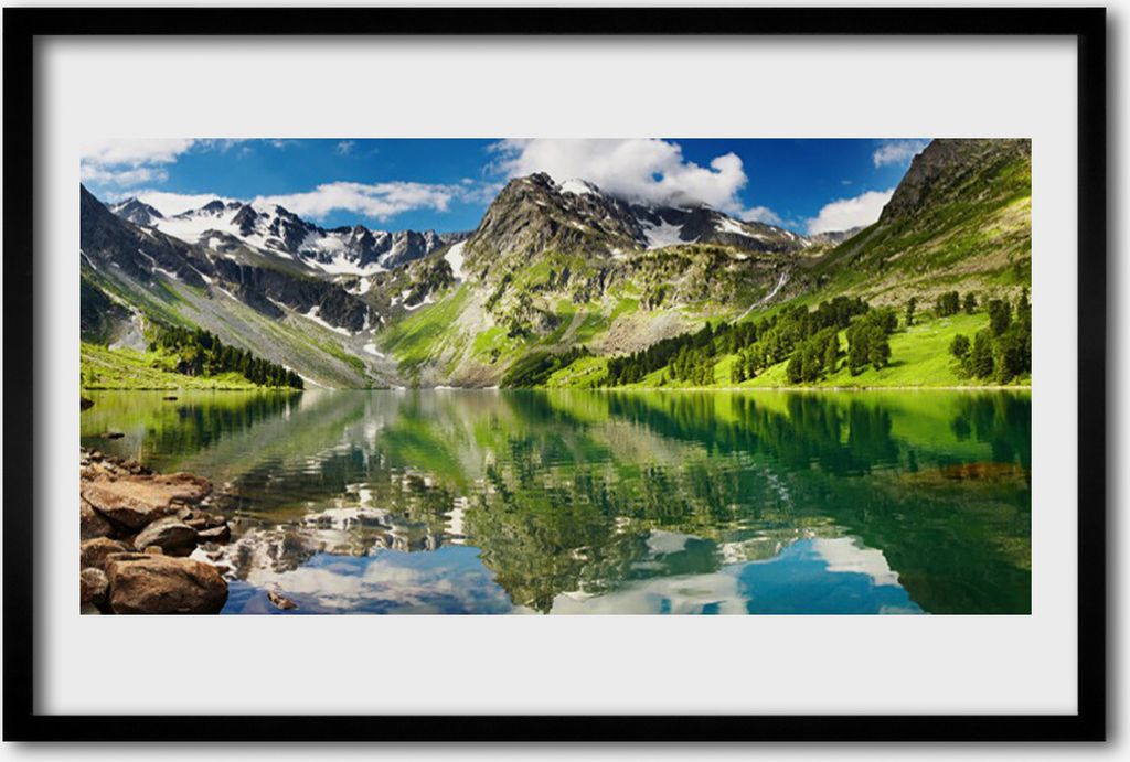 Bild 60x40 MDF-Rahmen Wandkunst Mountain Lake Landschaft
