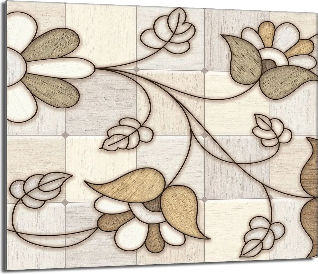 Coprifornelli 60x52 Vetro Decorativo Floreale | Tagliere Universale Cucina