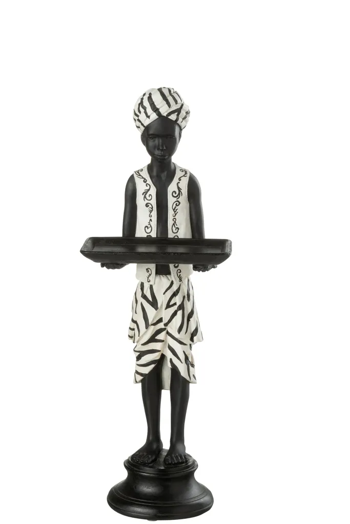 J-Line Figurine Garçon Debout Ethnique en Polyrésine Noir et Blanc 45cm