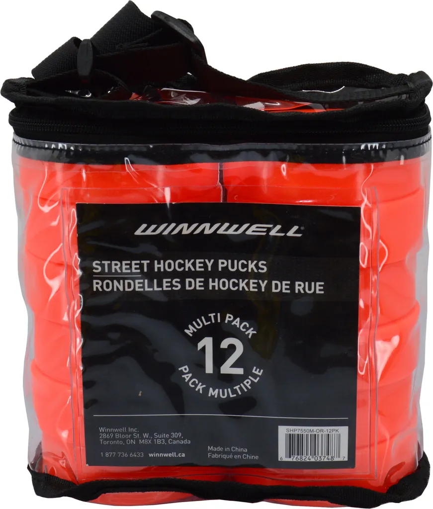 Lot de 12 puks orange Winnwell en PVC pour entraînement de hockey d'été