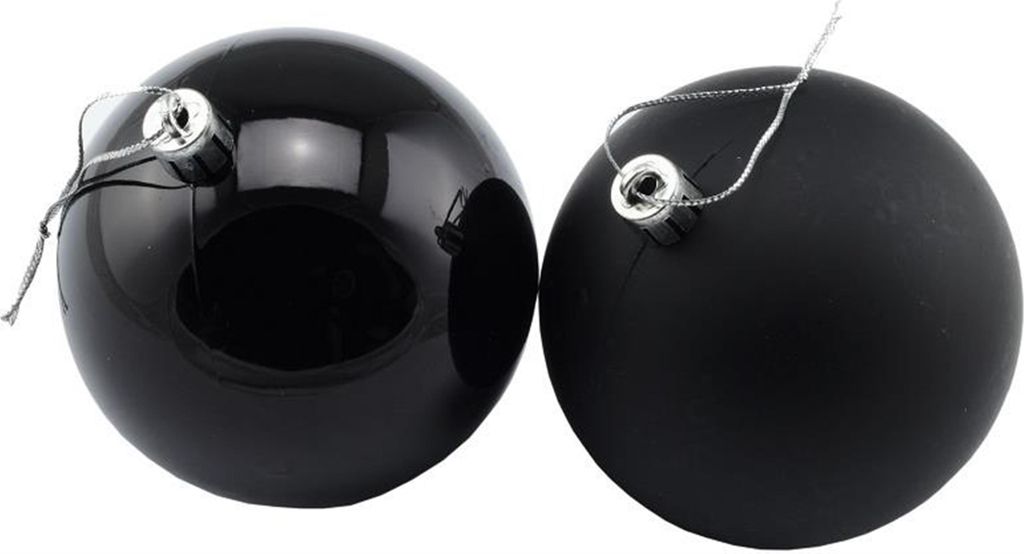 DECOLED Weihnachtsschmuck - Kunststoffkugeln, schwarz matt/glänzend, Durchmesser 8 cm, 24 Stück