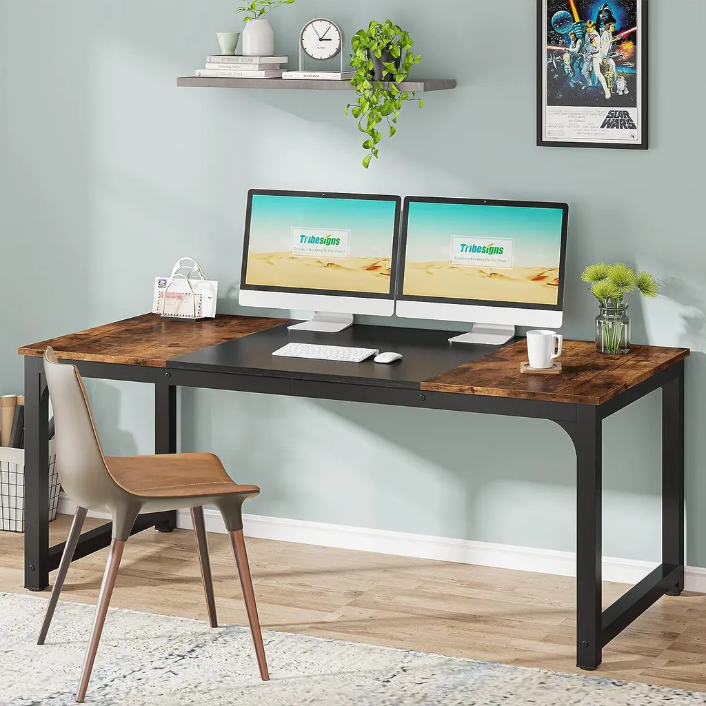 Tribesigns Bureau Informatique 160x80cm Grand Plan de Travail Noir - 4