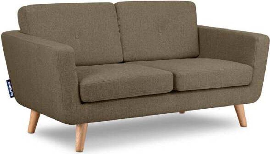 KONSIMO 2 Sitzer Sofa mit Steppung auf den Rückenkissen "TAGIO II", cappuccino, Gewebestoff, Scandinavian, 153x80x84cm