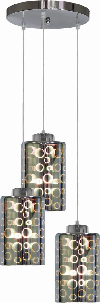 Lustre en Verre NOCTURNO 3xE27 Finition Chrome Noir, Format 115x37 cm