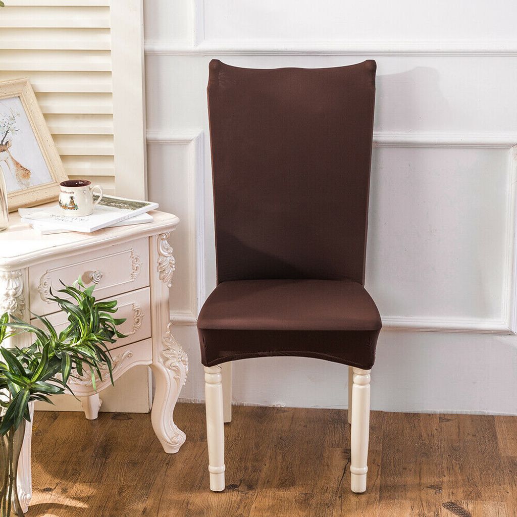 6 Stück Elastische Moderne Beschützer Stuhlhussen Hochzeit Partys Bankett Deko Esszimmer,Braun