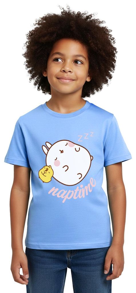 Spreadshirt Molang Piu Piu Naptime Schlafenszeit Kinder T-Shirt, 122/128 (7-8 Jahre), Himmelblau